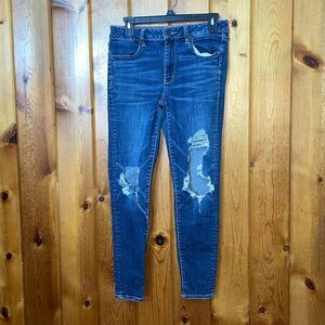 American Eagle outfitters super stretch X jeans high rise jeggings 8 distressed​